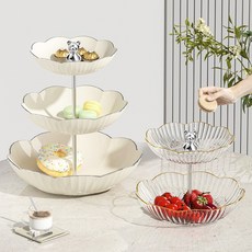 AMEGA 2단/3단 케이크 디저트 트레이, 화이트 3단, 1개