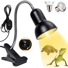 iGrow 거북이 키우기 애완거북이 50W 파충류 램프 거북이수족관 히팅 조명 + 램프 UVA UVB 타이머 자동 켜기/ 끄기, 조광기, 1개