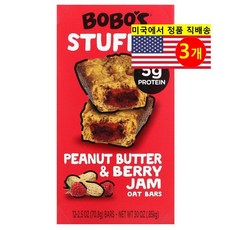 Bobo's Oat Bars 맛있는 건강 스낵 속을 채운 귀리 땅콩 버터 베리 잼 바 12개입 849.6g 1개, 3개