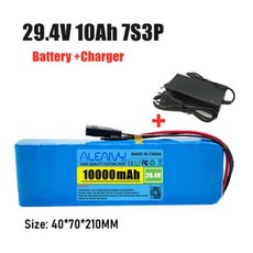 전기 자전거 스쿠터 전기 휠체어용 배터리 팩 24V 7S3P 10Ah 29.4V 18650 배터리 20A 밸런스 BMS 29.4V 충전기, 1개