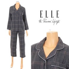 엘르이너웨어 그레이 체크 면 여성 잠옷세트 EBWPJ742 GY