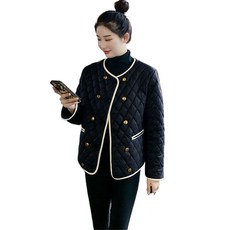 ROYALBELLE 여성용 가을 겨울 누빔 퀄팅 패딩자켓 라운드넥 점퍼 웰론솜 충전재 V12403
