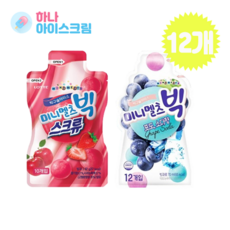 롯데제과 미니멜츠빅 구슬아이스크림 12개 한세트 (스크류6개+포도소다향6개), 70ml