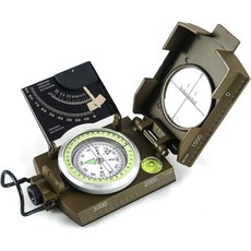 아이스키 다기능 밀리터리 시팅 내비게이션 경사계 등산 캠핑용 내충격 방수 컴퍼스, Compass with Inclinometer-Gree, 1개, Compass with Inclinometer-Gree