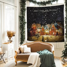 크리스마스 소품 패브릭포스터 벽 트리 가림막 대형, 20 눈이 오는 마을