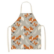 귀여운 여우 고양이 패턴 앞치마 방수 요리 기름 방지 주방 턱받, D.38x47cm, 1개