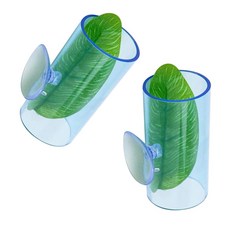 2 카운트 베타 생선 튜브 터널 및 잎 휴식 침대 수족관 은신처 장식, 밝은 파란색, 1개