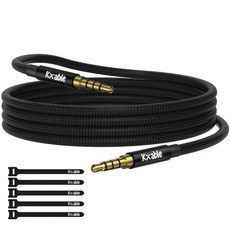 2팩 3.5mm 오디오 케이블 4극 Hi Fi 스테레오 TRRS Aux Jack 4FT 나일론 편조 마이크 호환 헤드폰 아이패드 폰 태블릿용 1 8인치 남성에서 남성 보조 코드, 25FT_Male to Male Cable, 2개