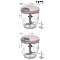 분쇄기 슬라이서 야채 고기 다지기 회전 500 연마기 900ML ML 주방 가제트 과일 커터 마늘 블렌더, 2P F, 2개