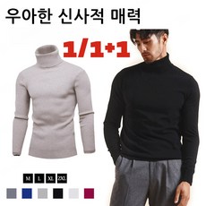 [한정세일 1/1+1] 남성 캐주얼 폴라 니트 풀오버 모던 도톰 스웨터 멋스러운 이너웨어