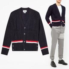 톰브라운 20SS 아란 케이블 브이넥 가디건 MKC272A 00219 415