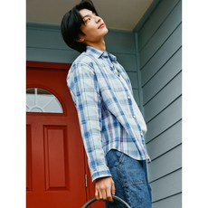 [빈폴] [Green] 코튼 체크 아우터형 셔츠 블루 (BC4264N02P)