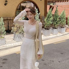 떳다그녀 린넨12% 셀리브 시스루 골지 니트 크롭탑 긴팔 여름 비치웨어 레이어드 언발 스트랩 타이 티셔츠