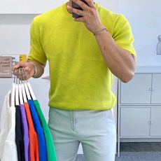 간빠레 데일리 스판 남자 여름 라운드 반팔니트