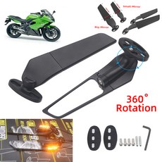 가와사키 NINJA 300R 250R 400R 650R NINJA1000 ER6F 바이크 오토바이 미러 수정 된 윈드 윙 조정 가능한 회전 백미러, [01] Small Mirror
