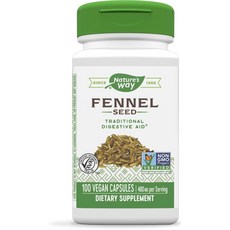 Nature's Way Fennel Seed - Traditional Herbal Dige Nature's Way 회향씨 - 전통 허브 소화 보조제* - 프리 & 비건 - 비, 1개, 100정