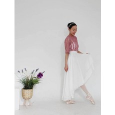 [도나오앤지] 레이스 5부소매 백리본 발레복 워머티 무용 댄스상의