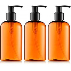 BAR5F Empty Plastic Lotion Bottles 8 Oz. with Black Pump Dispenser Amber Color