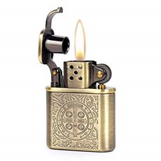 KUBOY KUBOY Bronzy Carved Constantine Antique Style Lift Arm Oil Petrol Lighter