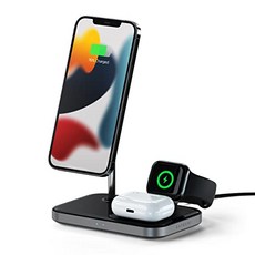 Satechi 3-in-1 자석 무선 충전 스탠드 (전원 별도 판매) (iPhone 1312 Apple Watch 7654321 AirPods Pro 지원), 1개