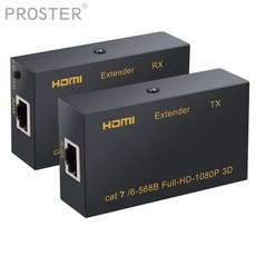 [해외] PROSTER HDMI EXTENDER (TX + RX) RJ45 CAT7 CAT6 이더넷 케이블 용 최 196FT (60 M) FULLHD1080P 지원, 1개