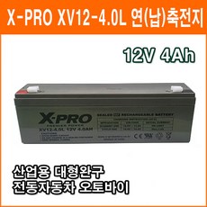 X-PRO 연(납)축전지 XV12-4.0L (12V 4Ah) 대형완구 소형완구 전동전동차 계측기 장남감 산업용 무누액배터리, 1개, 1개입