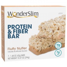WonderSlim Protein & Fiber Bar Fluffy Nutter 15g Protein 6g Fiber Gluten Free (7ct), 1개