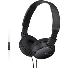 Sony 미국발송 소니 MDR ZX110AP 마이크 유선 온이어 헤드폰 블랙, 단일옵션, 단일옵션