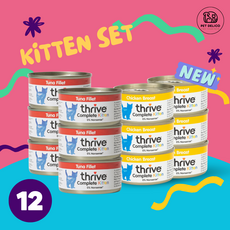 쓰라이브 습식사료 KITTEN 세트 아기 고양이밥 새끼고양이 사료, KITTEN 참치 + KITTEN 치킨, 12개, 75g - 몬지사료