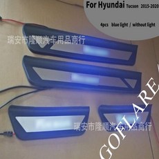 현대 투싼 Led 도어 실 스커프 플레이트 웰컴 페달 엔트리 가드 커버 문턱 자동차 액세서리, 한개옵션1, 한개옵션1, 4pcs blue light
