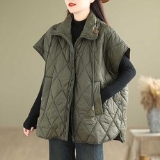 반팔패딩조끼 여성 퀼팅 경량 누빔 오버핏 가오리핏