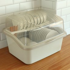 식기 건조대 건조기 물받이 설겆이 선반 보관함 초대형 찬장 플라스틱 뚜껑 포함 주방, 대형 황갈색 볼 랙으로 업그레이드