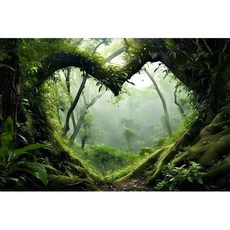 AWERT 72x24인치 폴리에스테르 열대우림 테라리움 배경 녹색 거대한 나무 파충류 서식지 안개가 낀 수족관, 48x18in/120x45cm