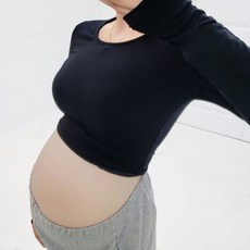 라운드 크롭티 임산부 요가복 만삭사진 주수촬영 운드 크롭티 임산부 요가복 만삭사진 주수촬영