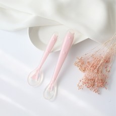 브라비 실리콘 이유식 스푼세트, 1개, 핑크
