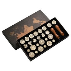 씰링 스탬프 헤드 황동 물개 키트 나무 손잡이 세트 DIY 공예, C