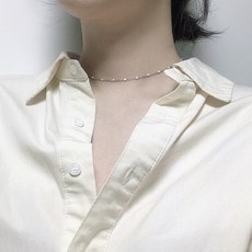 아으잇 써지컬스틸 화이트 볼 초커 체인 목걸이 길이 추가