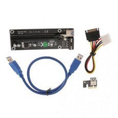 ZCD 2pcs PCI-E Express 1x To16x Extender 라이저 카드 어댑터 SATA 전원 케이블, 구리, 블랙