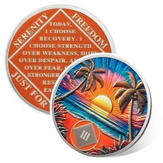 Beach Sunset 25 Year Sobriety Coin Affirmation NA Coin Addiction Recovery Twenty-Five Year Sober, 3년