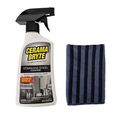 세라마브라이트 스테인레스 후드기름때 손자국 얼룩 제거 스틸 스텐청소 분무형 클리너 473ml+극세사행주1P