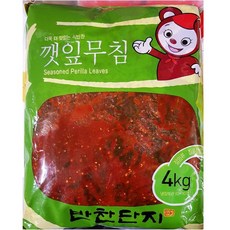 나물 깻잎양념무침 X4개 밑반찬 식품 키즈 식자재 저염식 마른반찬 배달 4kg 어르신 즉석 !Lzus, 1개