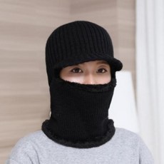 ENN435883한비샵 방한 넥워머 털모자(블랙) 일체형 니트 겨울 챙모자