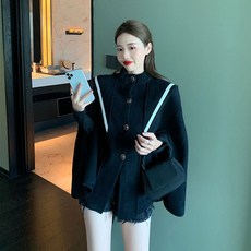 1001번 영국식 망토코트 여 추동신상 더 도톰한 핏과 슬림한 핏의 터틀넥 망토털모직코트Z