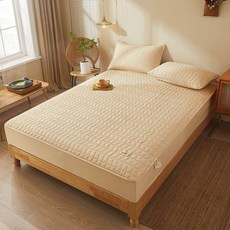 환상적인 자연 색상 원면 콩 섬유 퀼트 침대 커버 도매 시몬스 매트리스 커버 호텔 퓨어 코튼 베드 커버