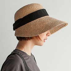 SWAYDEN 여성 챙넓은 버킷햇 모자 휴양지 리본 보닛햇 라피아햇