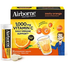 에어본 Airborne VitaminC 비타민C 1000mg 무설탕 발포비타민 30정, 상품선택