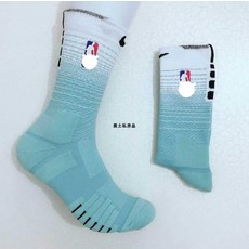 슈가스토어 장목운동양말 NBA 장양말 하이탑 비인 순면수건 내막 롱 두꺼운 엘리트 전업 농구공 트레이닝, 그라데이션 그린