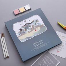 사진앨범 권 12inch블랙카드 보호필름 diy부착식 액자 코팅 접착 가정용 사진첩, T10-연애 타운, C01-기타/other