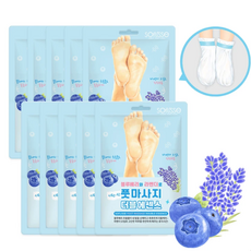 소프리스 풋 마사지 더블 에센스 마스크 10매 | 쿨링 보습 발마사지 발 풋팩 | Soflisse Foot Massage Double Essence Mask, 마스크10매