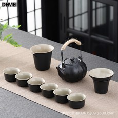 DFMEI 일본식 흑도제량주전자 다기 온차기 빈티지 양초 끓인 차 가열 야외 휴대용 차주전자